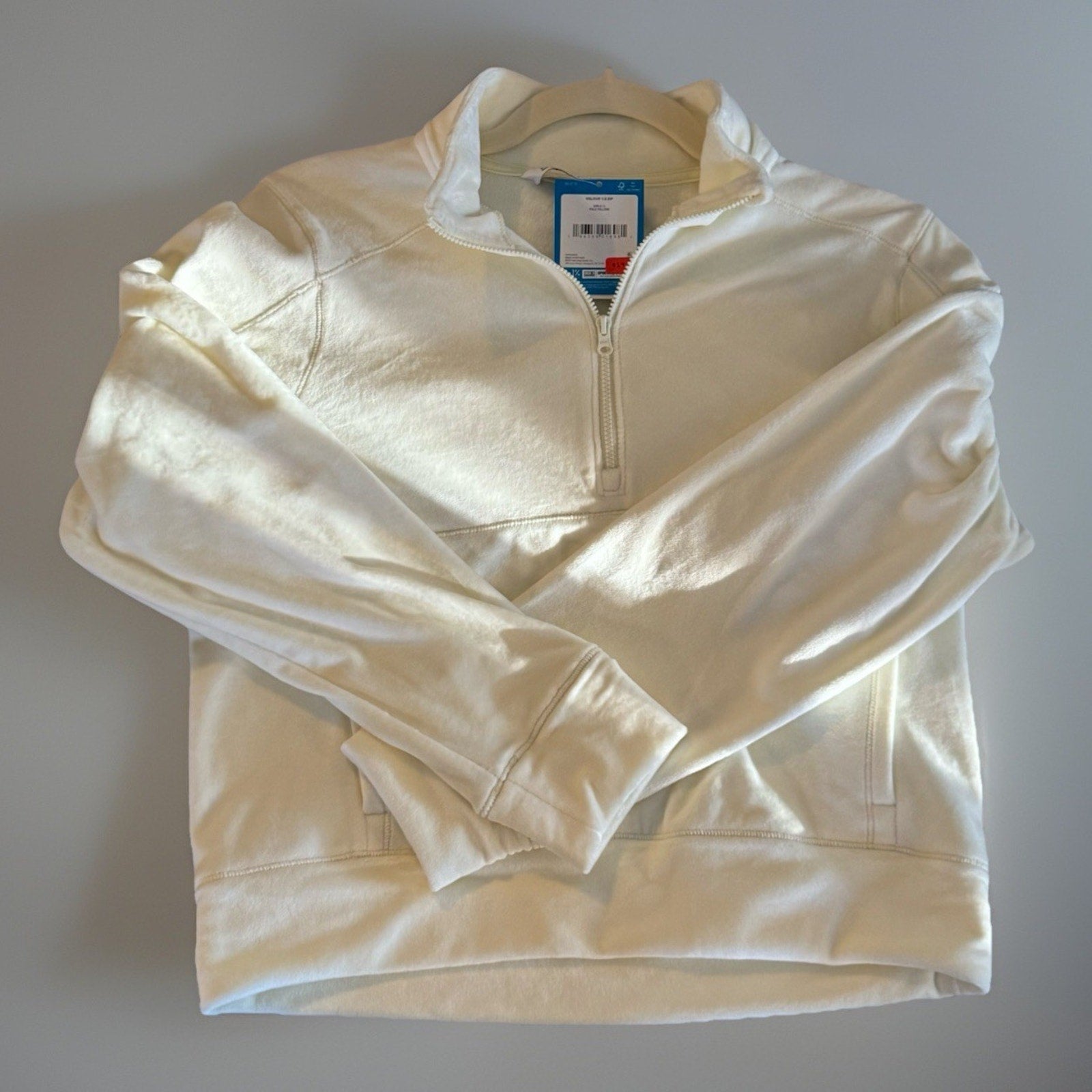 Girls Youth DSG Velour 1/2 Zip Soft Pale Yellow Pullover Kangaroo Jacket L (14)