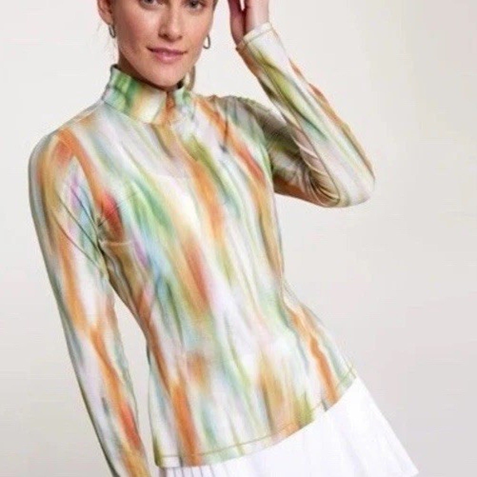 CALIA Womens Multicolor Filtered Floral Tissue Texture 1/4 Zip Golf Top XS NWT