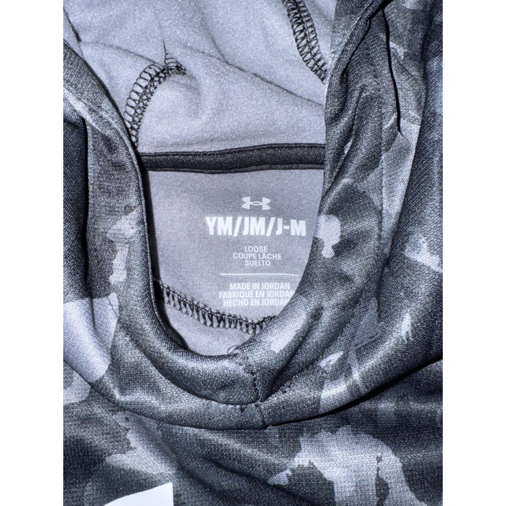 Under Armour Hoodie Youth Medium Black Camo Logo Pullover Sweatshirt Boys