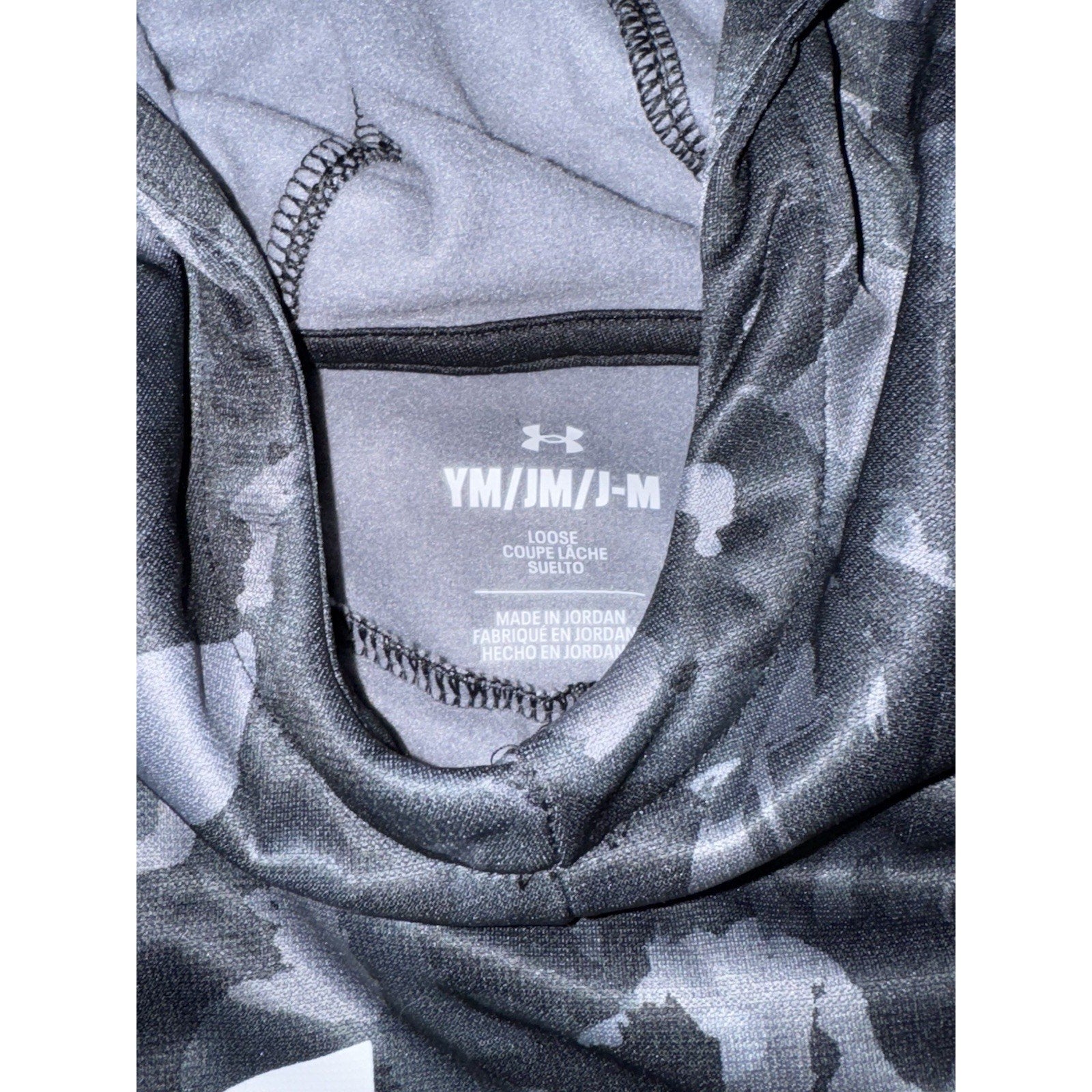 Under Armour Hoodie Youth Medium Black Camo Logo Pullover Sweatshirt Boys