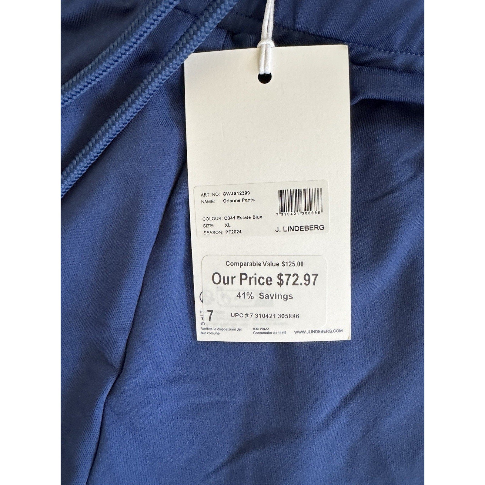 Women's J Lindeberg JL Orianne Pants Athletic USA Blue White Sz XL NWT$125