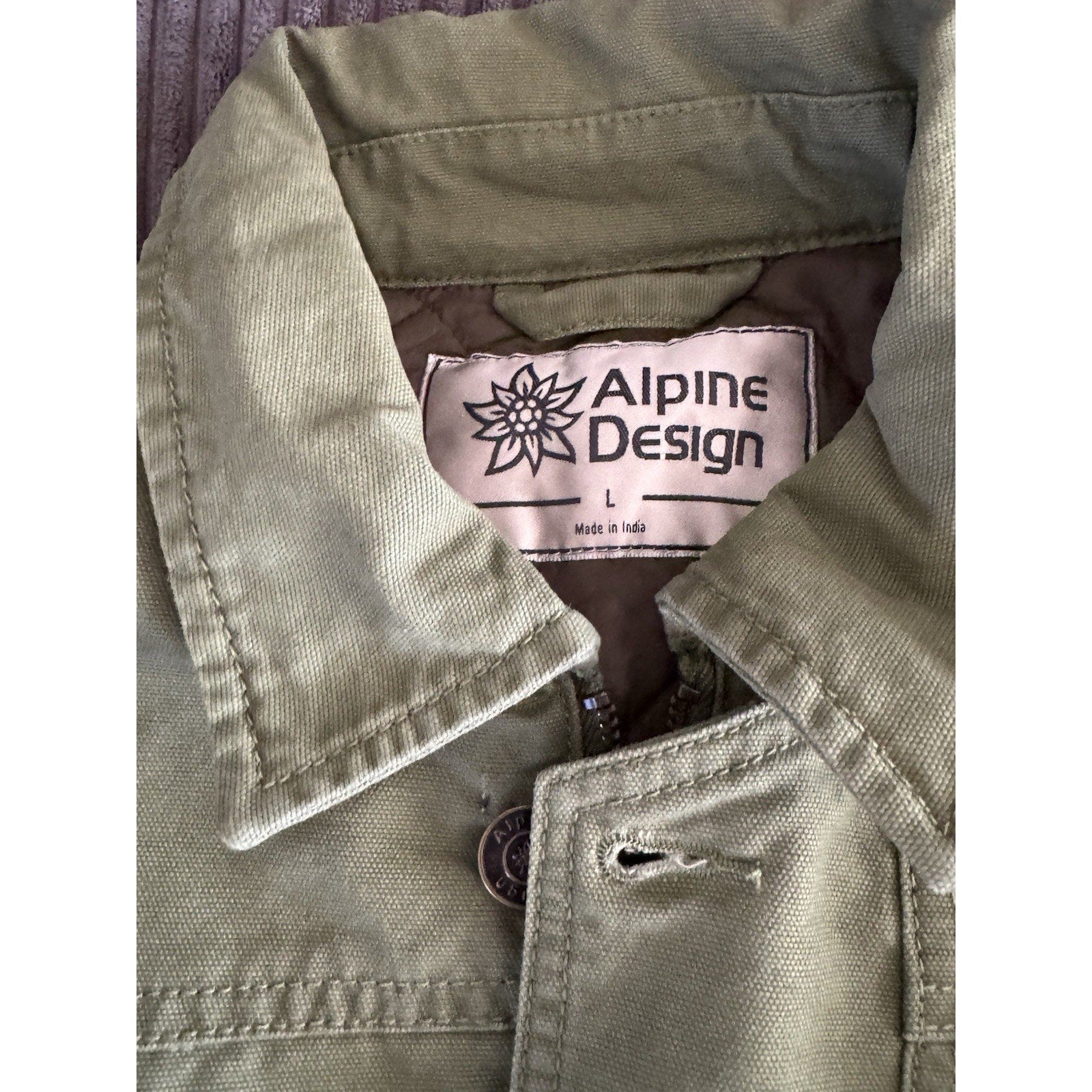ALPINE DESIGN ' QUILTED LINED CHORE COAT ' SIZE L ' LUSH OLIVE '