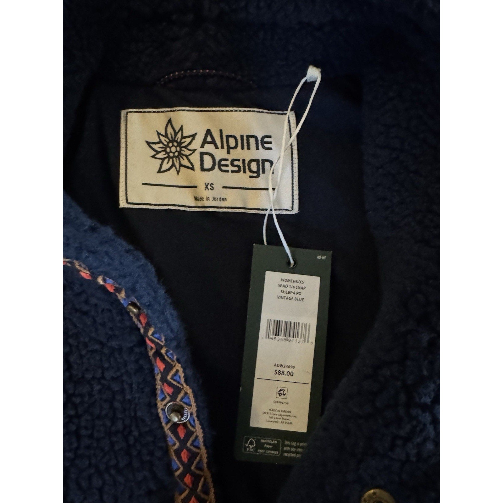 ALPINE DESIGN ' 1/4 SNAP SHERPA PULLOVER ' SIZE XS ' VINTAGE BLUE ' WOMENS