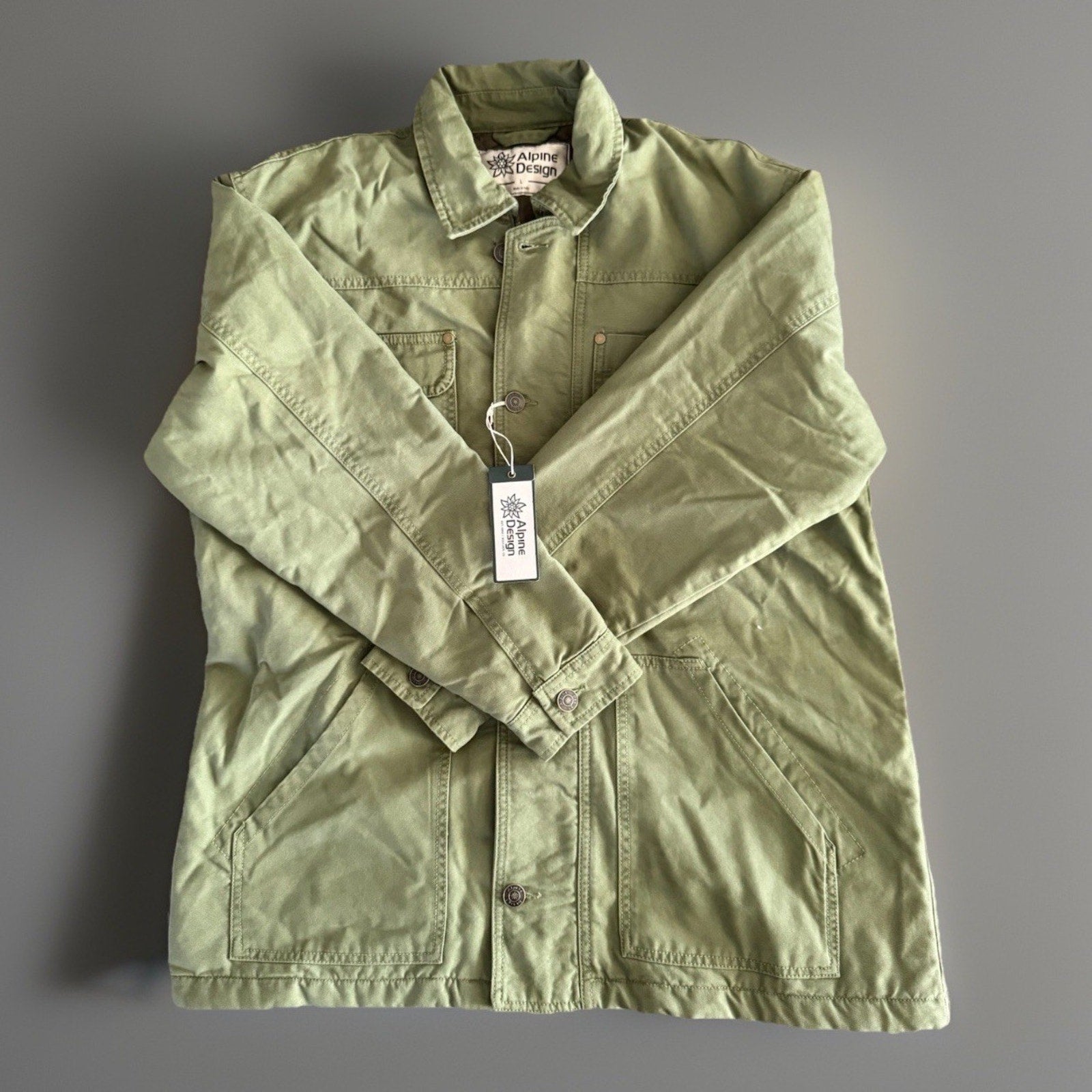 ALPINE DESIGN ' QUILTED LINED CHORE COAT ' SIZE L ' LUSH OLIVE '