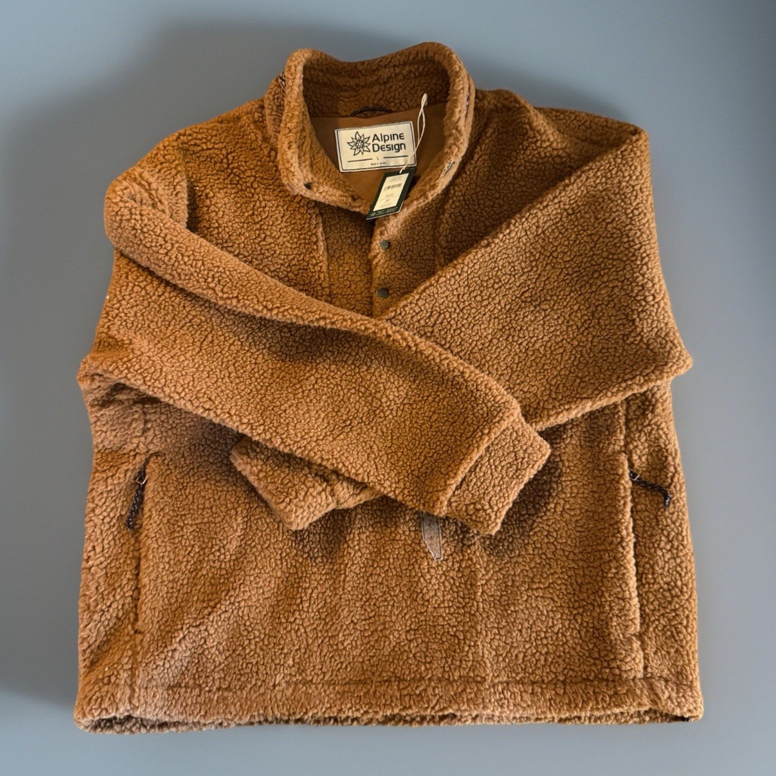 ALPINE DESIGN ' 1/4 SNAP SHERPA PULLOVER ' SIZE LARGE ' CARAMEL LATTE ' WOMENS