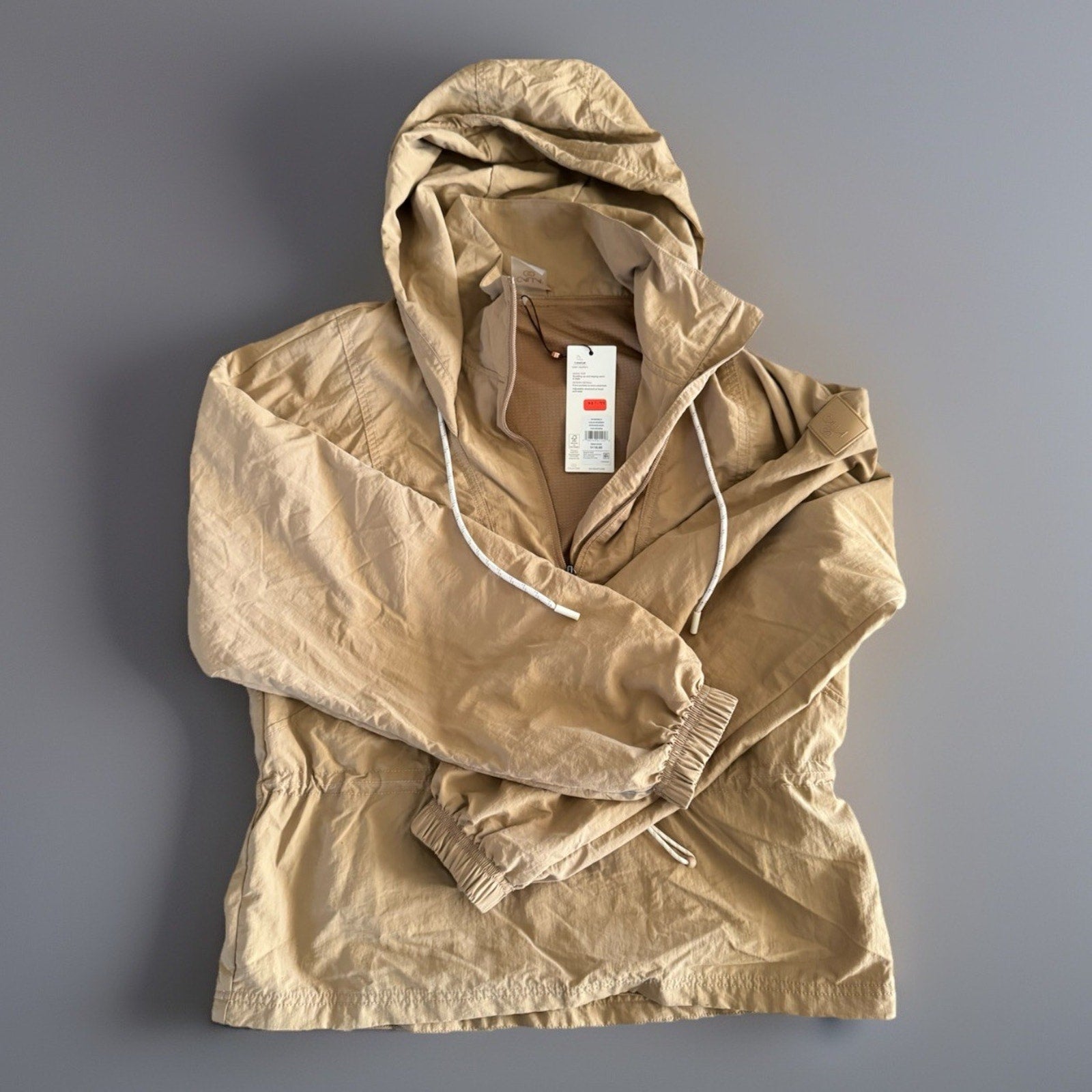CALIA Women's Hooded Windbreaker Pullover tan size S Brand New