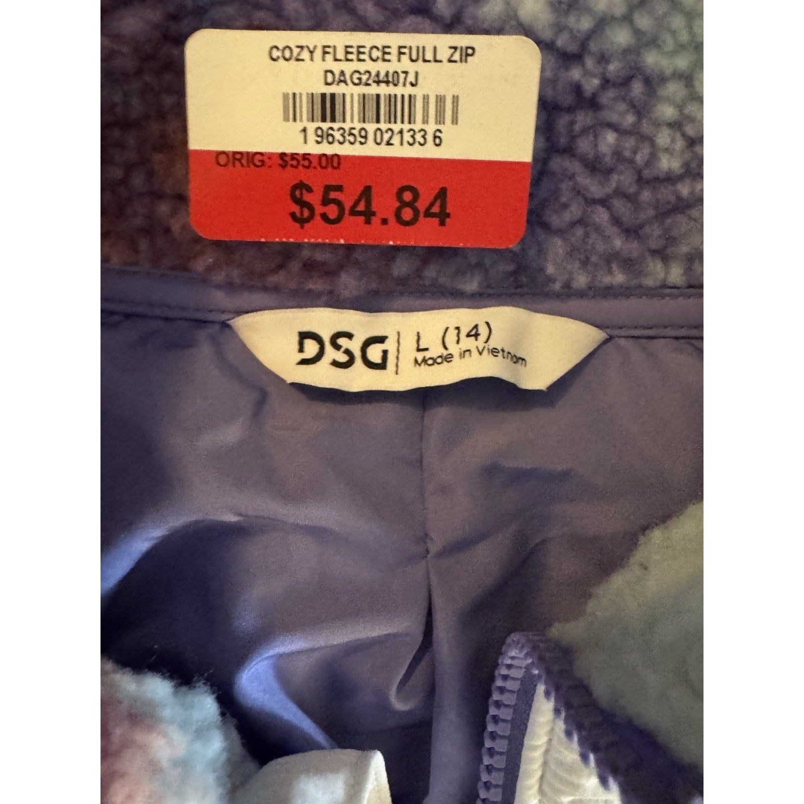 DSG Full Zip Cozy Girls Fleece Jacket Size L (14)