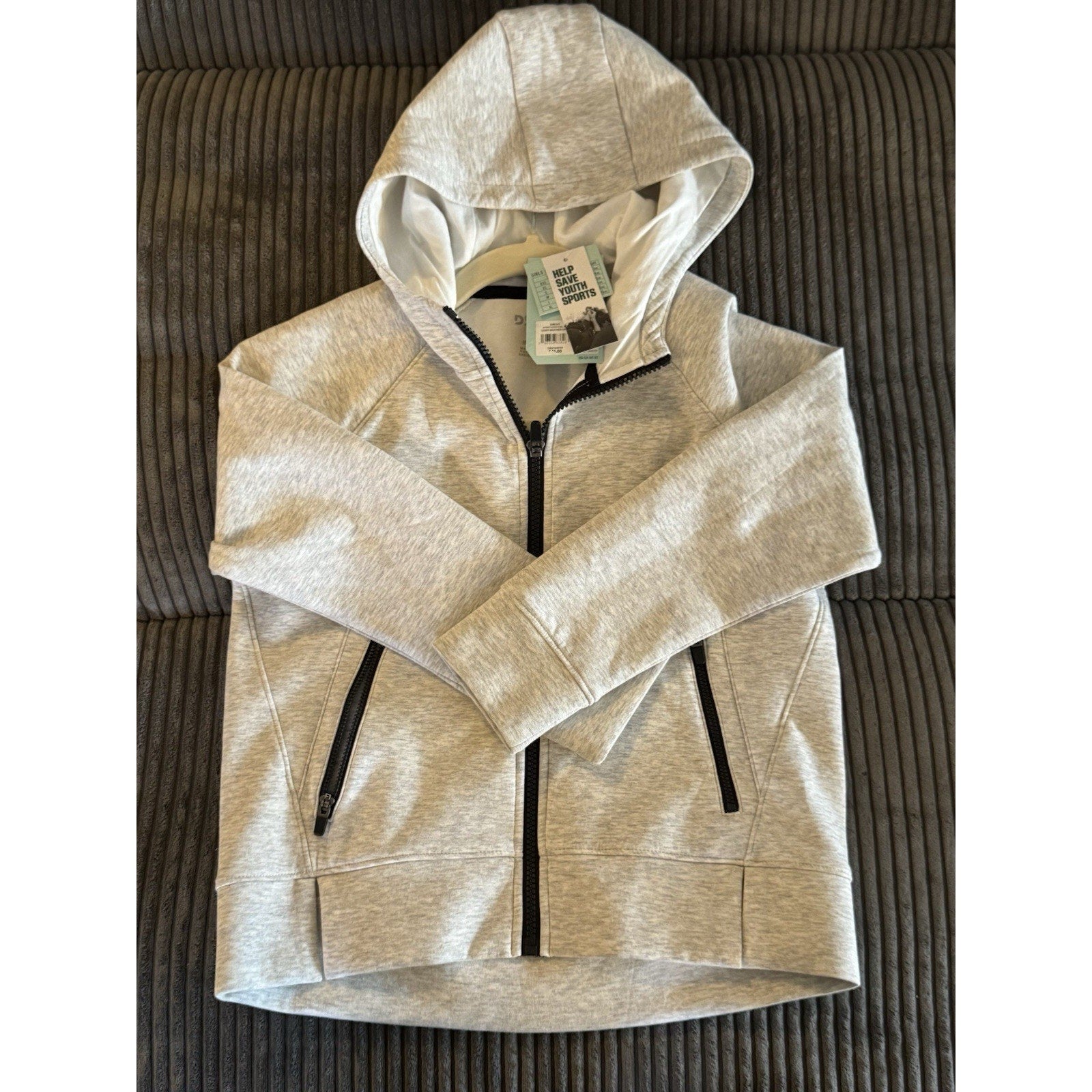 DSG Girls' Sport Full Zip Sweatshirt Grey w/ Black Sz Small Hoodie